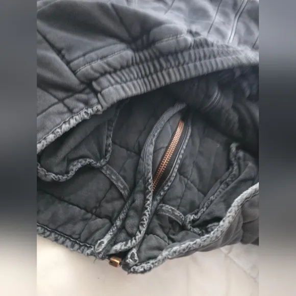 Free People Dolman Quilted Jacket Black Charcoal