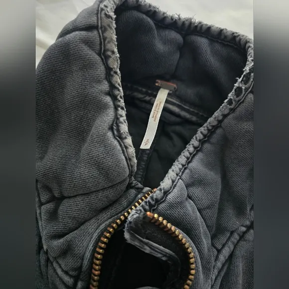 Free People Dolman Quilted Jacket Black Charcoal
