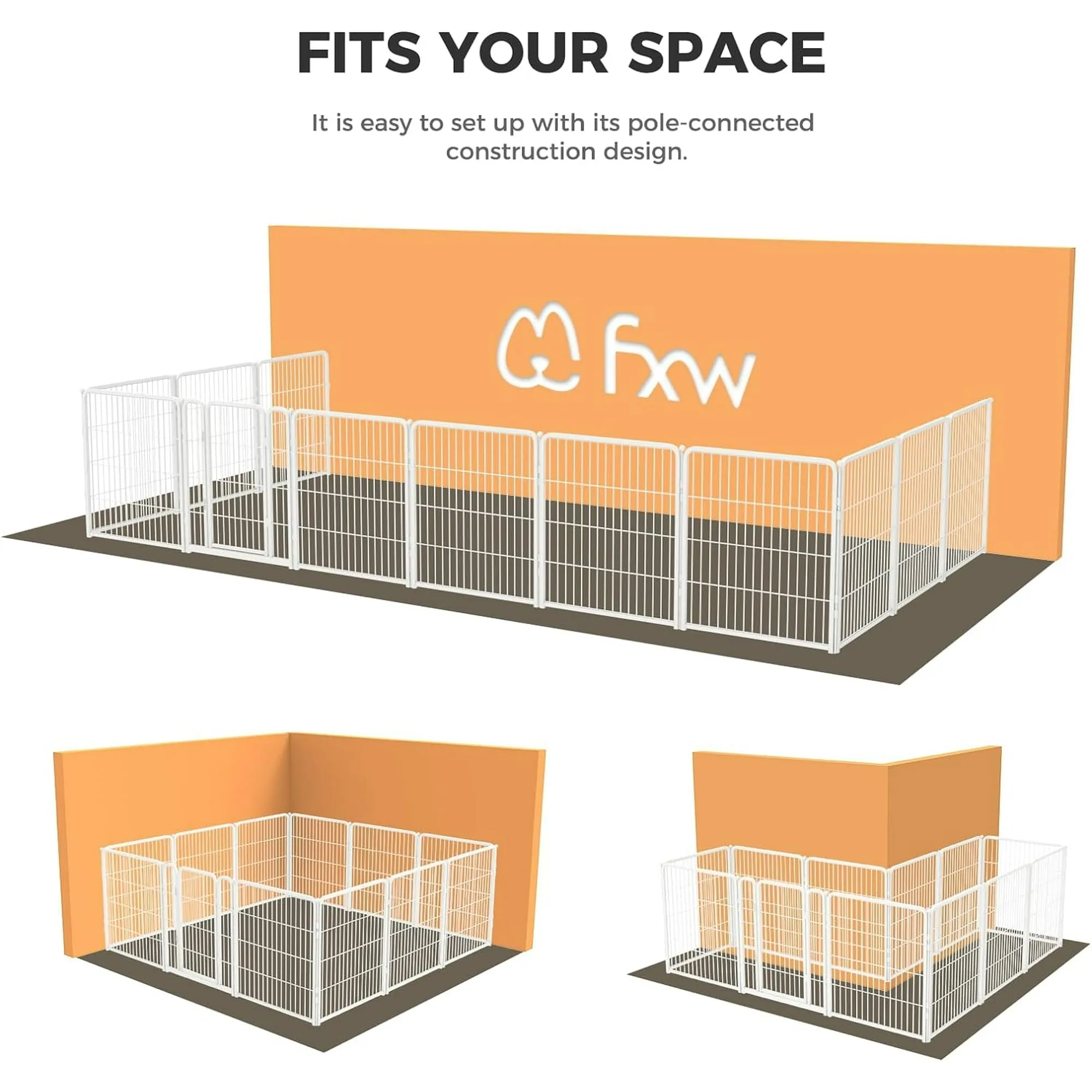 FXW Homeplus Indoor Dog Playpen - Stress-Free and Safe Play, 32 Inch 12 Panels for Puppy and Small Dogs, White│Patented - new