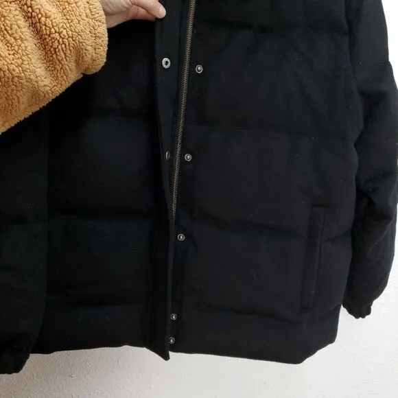 GARNET HILL 100% Wool Cropped Quilted Puffer Full Zip Coat