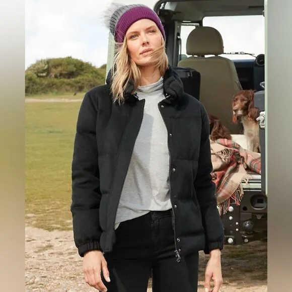 GARNET HILL 100% Wool Cropped Quilted Puffer Full Zip Coat