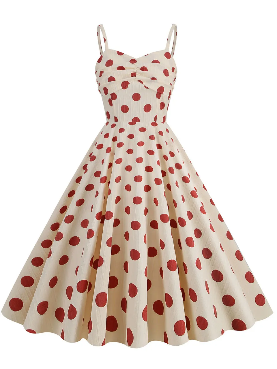 Green Polka Dots Vintage Strap Backless 1950S Vintage Dress