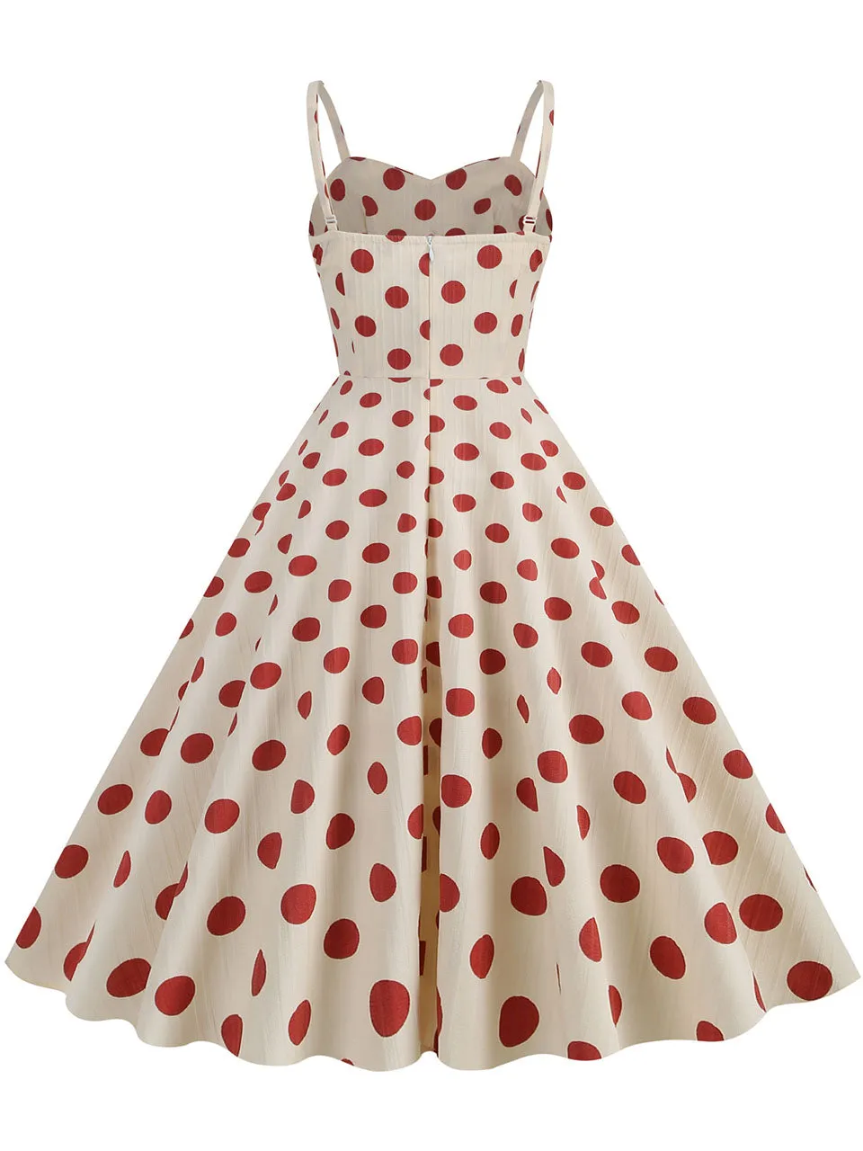 Green Polka Dots Vintage Strap Backless 1950S Vintage Dress