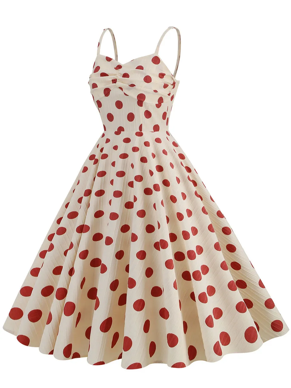 Green Polka Dots Vintage Strap Backless 1950S Vintage Dress