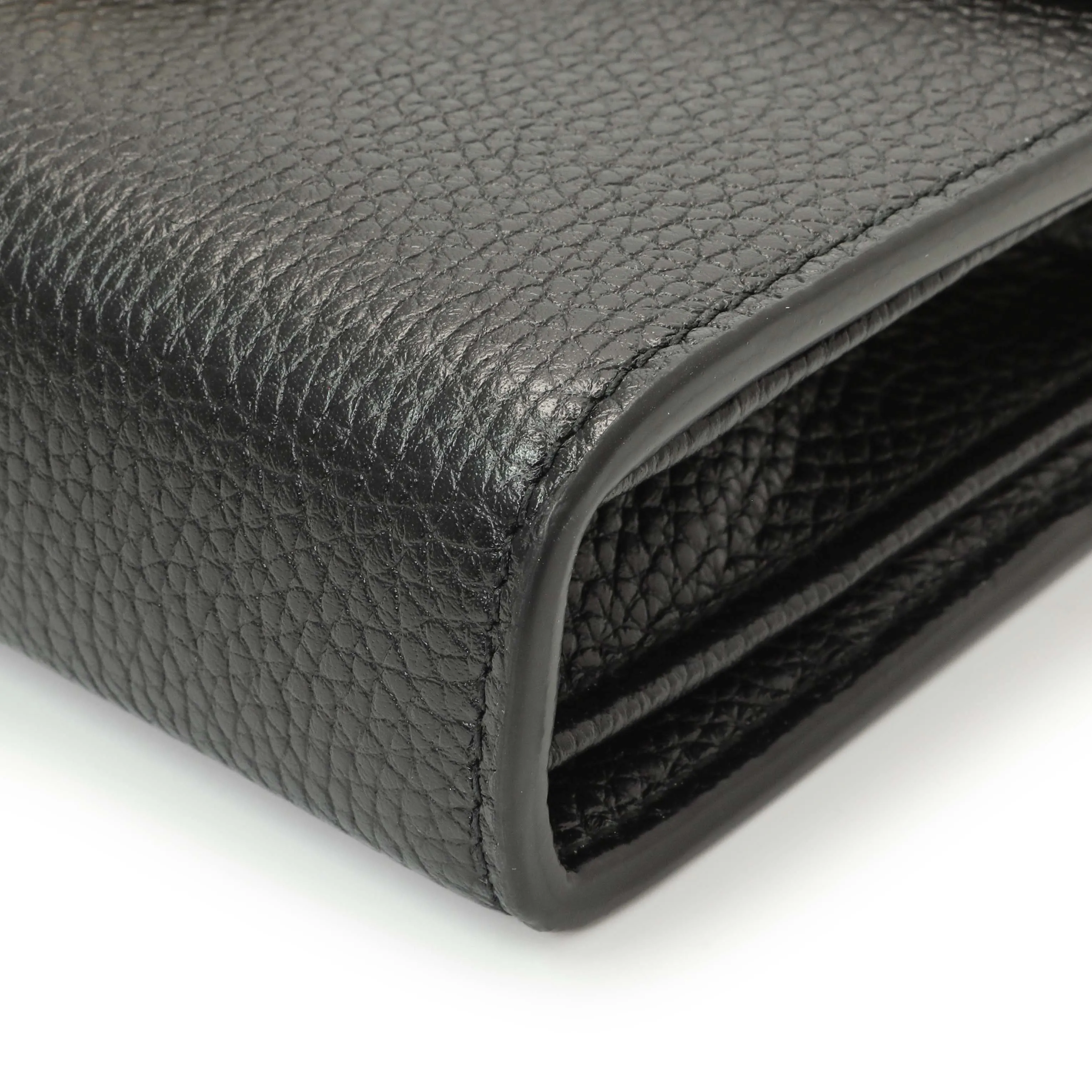 Gucci Black Calfskin GG Marmont Chain Wallet