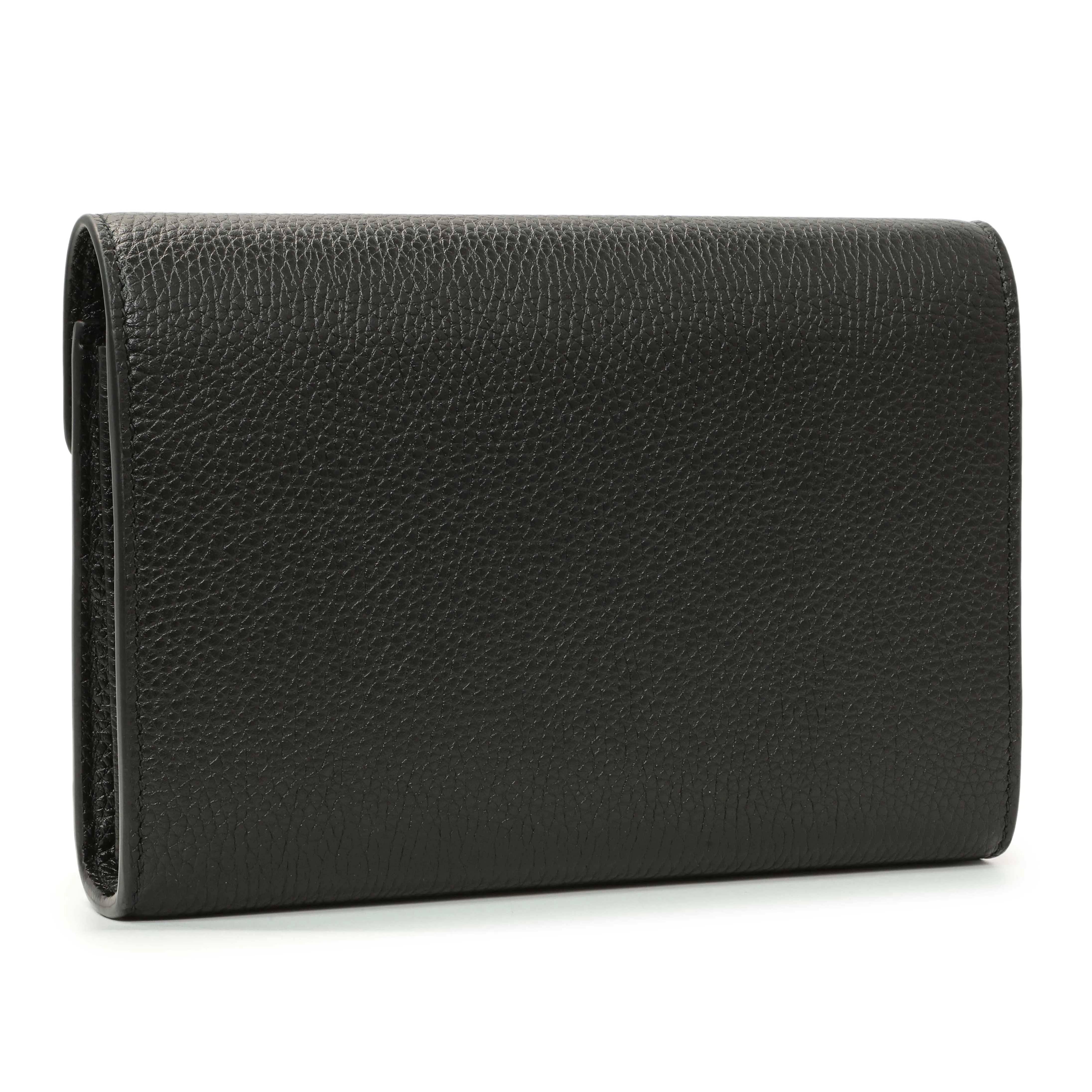 Gucci Black Calfskin GG Marmont Chain Wallet