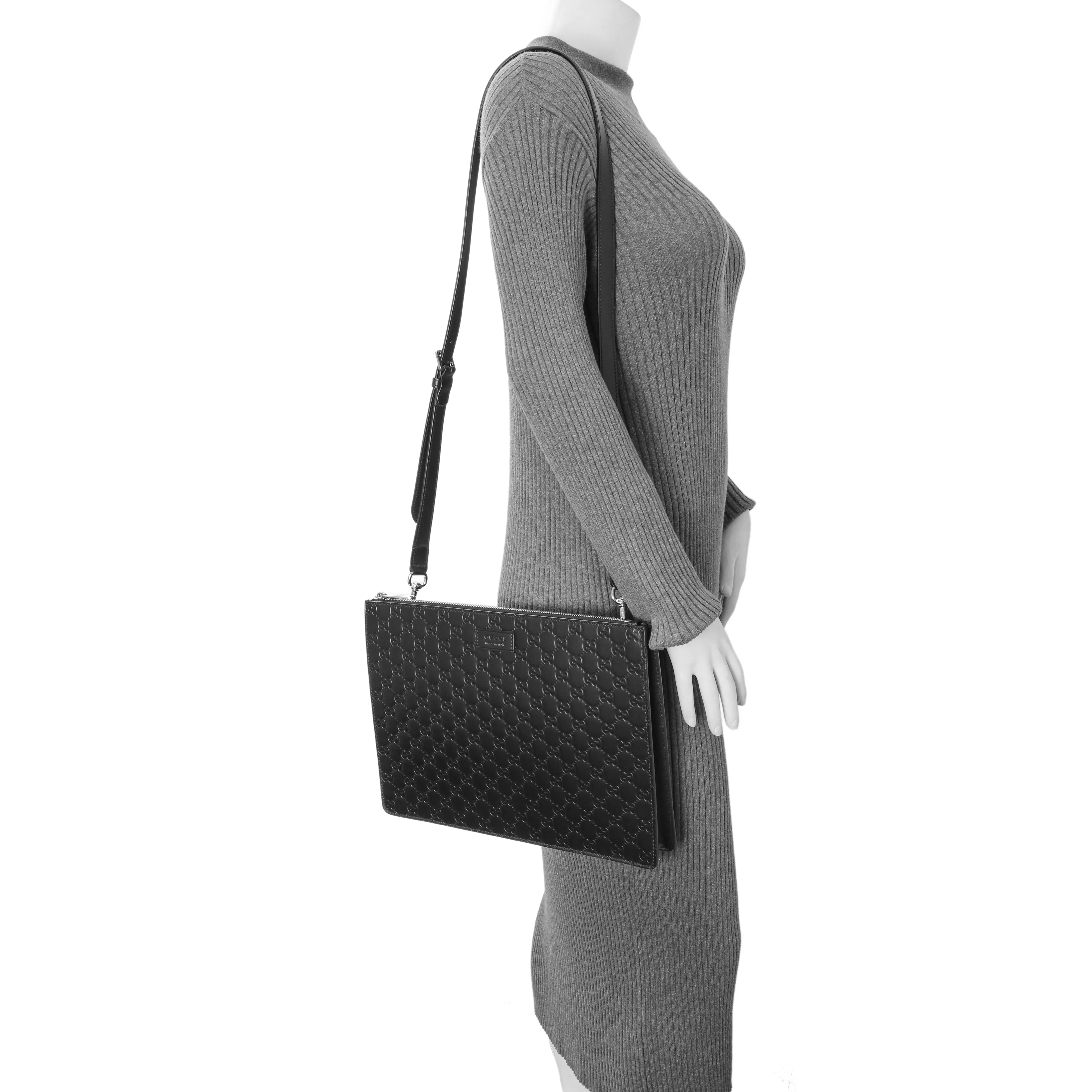 Gucci Black Guccissima Signature Messenger Bag