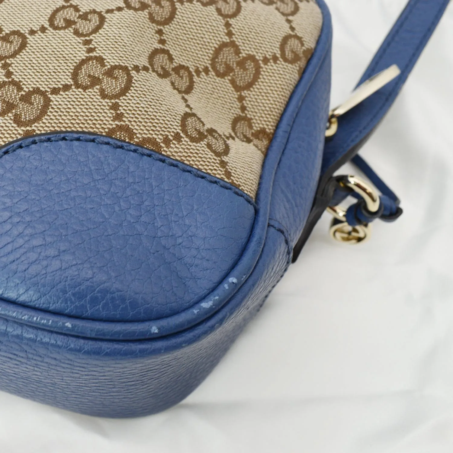 GUCCI Bree GG Canvas Leather Crossbody Bag Beige 449413