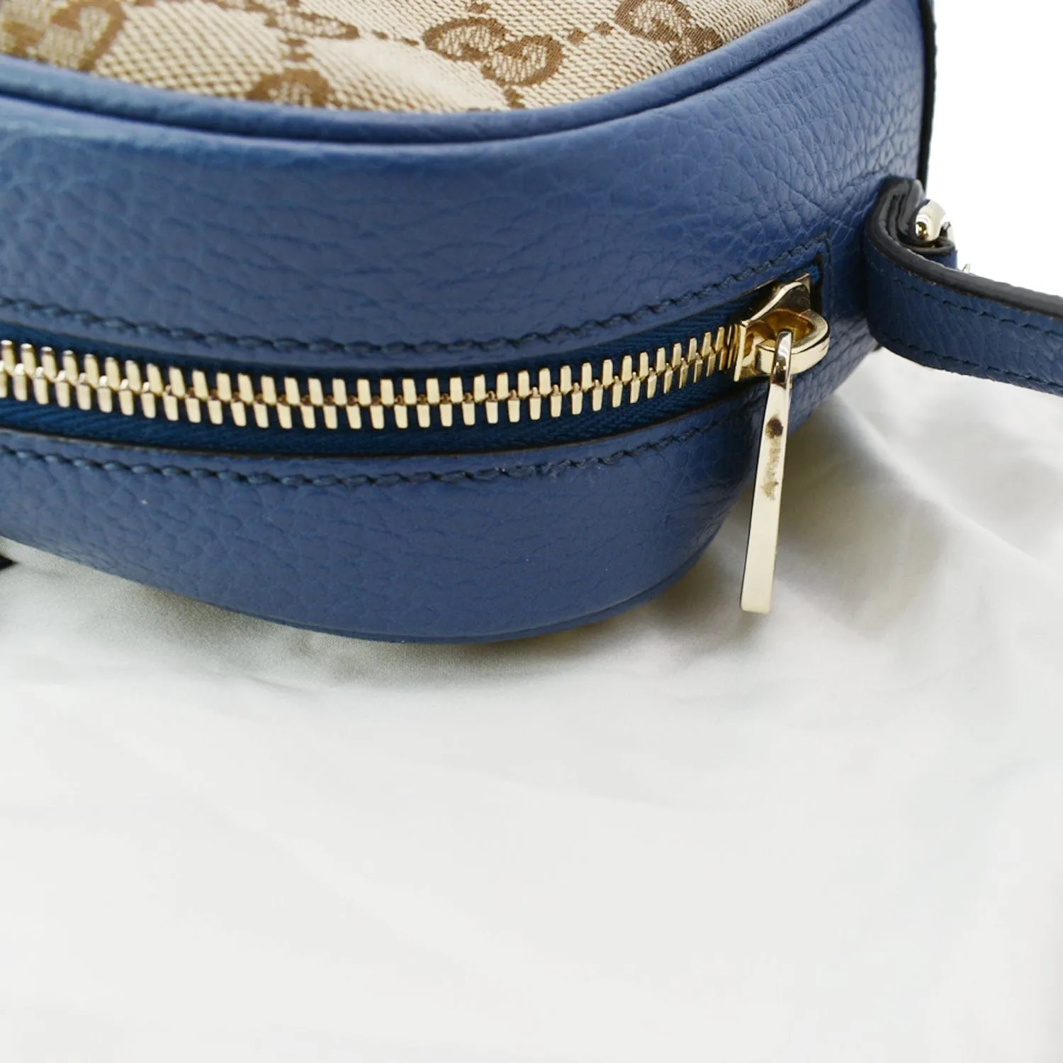 GUCCI Bree GG Canvas Leather Crossbody Bag Beige 449413