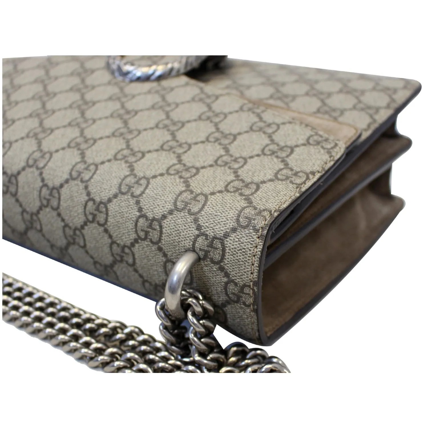 GUCCI Dionysus Medium GG Supreme Monogram Shoulder Bag Taupe