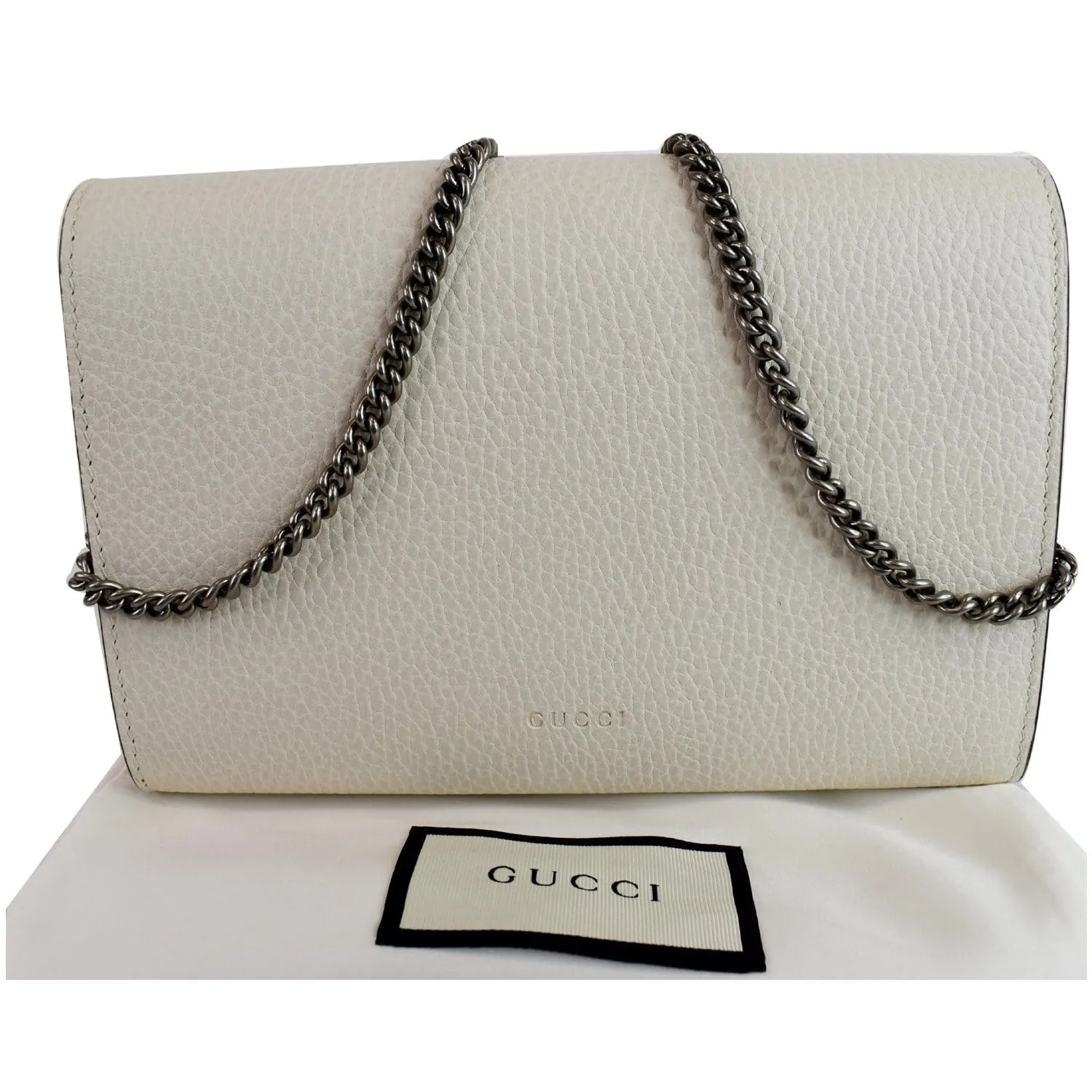 GUCCI Dionysus Mini Leather Chain Shoulder Bag White 401231