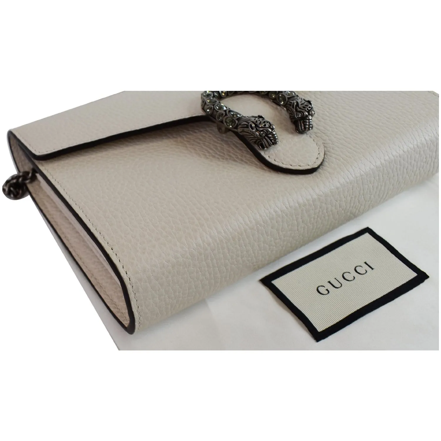 GUCCI Dionysus Mini Leather Chain Shoulder Bag White 401231