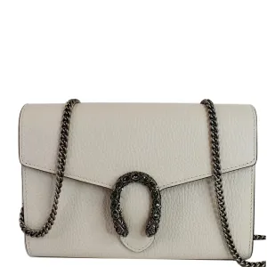 GUCCI Dionysus Mini Leather Chain Shoulder Bag White 401231