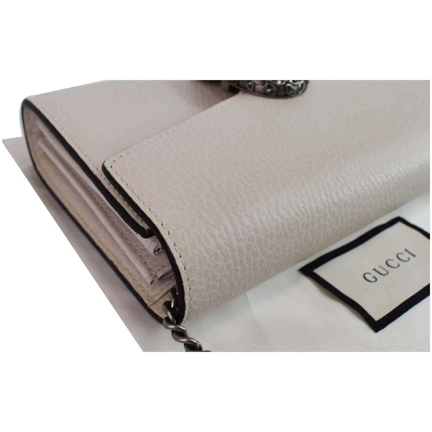 GUCCI Dionysus Mini Leather Chain Shoulder Bag White 401231
