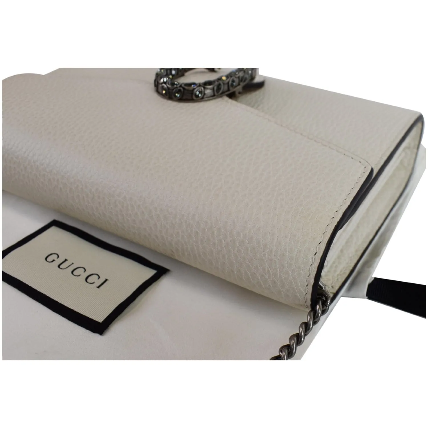 GUCCI Dionysus Mini Leather Chain Shoulder Bag White 401231