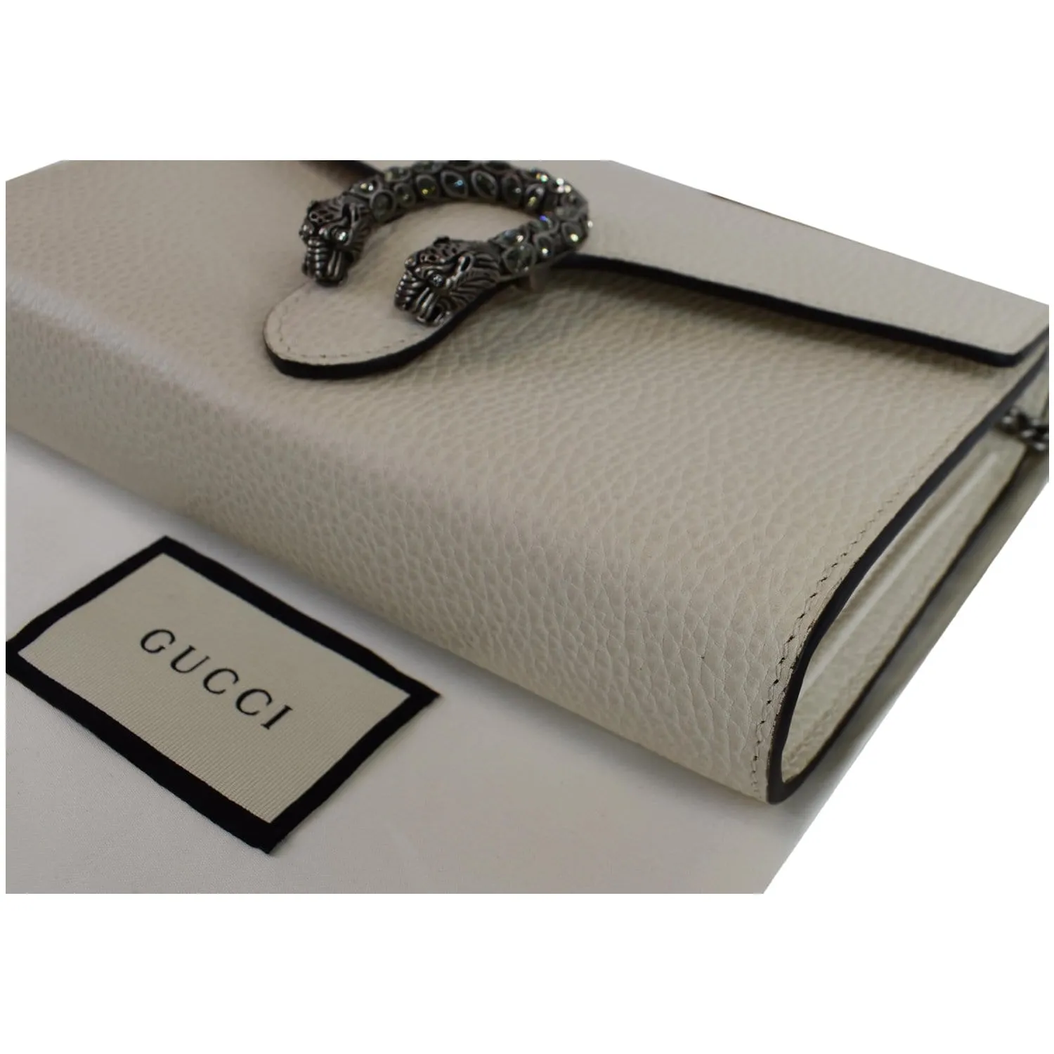 GUCCI Dionysus Mini Leather Chain Shoulder Bag White 401231