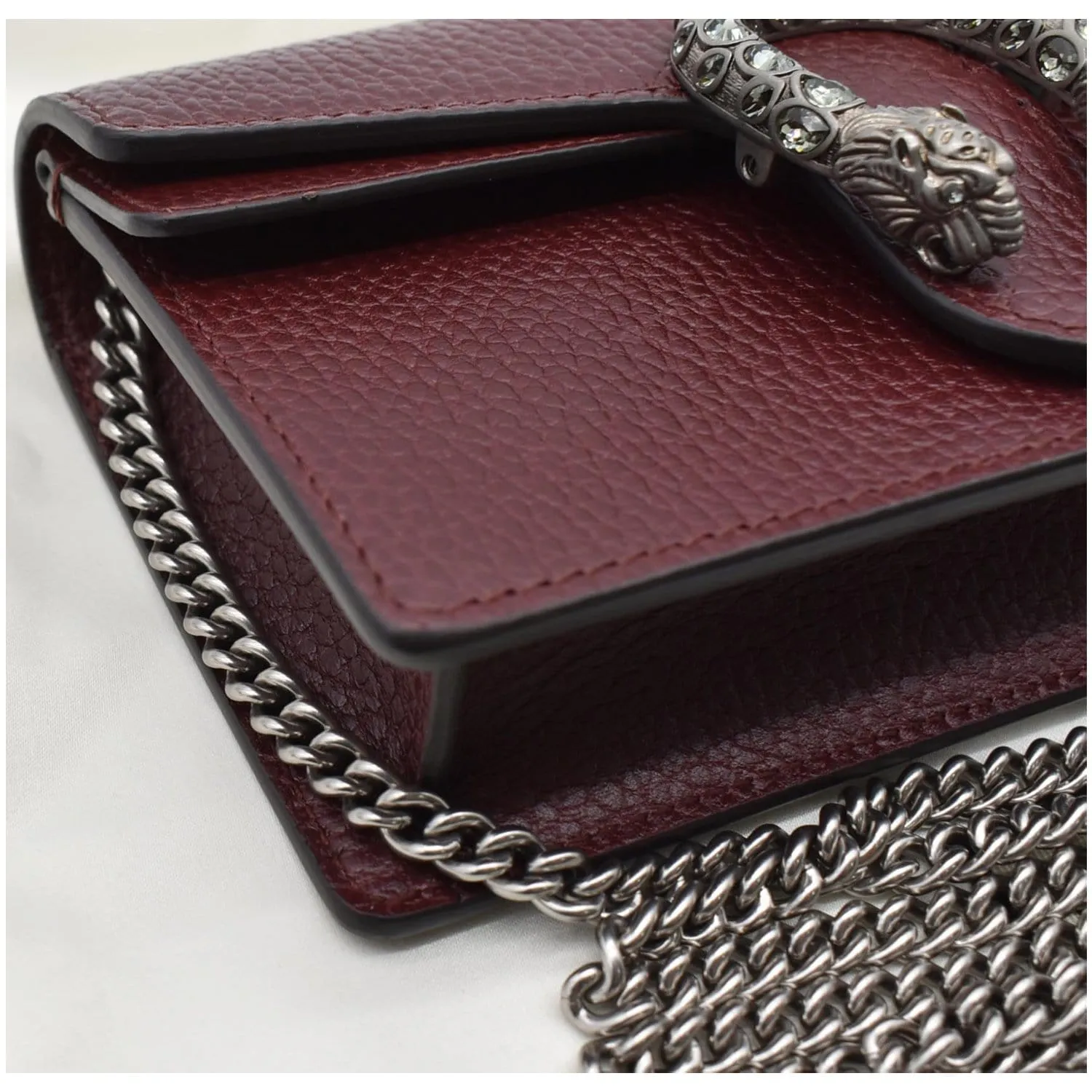 GUCCI Dionysus Super Mini Leather Shoulder Bag Burgundy 476432