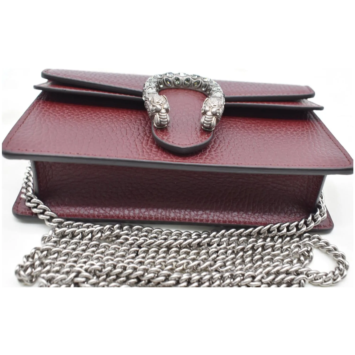 GUCCI Dionysus Super Mini Leather Shoulder Bag Burgundy 476432
