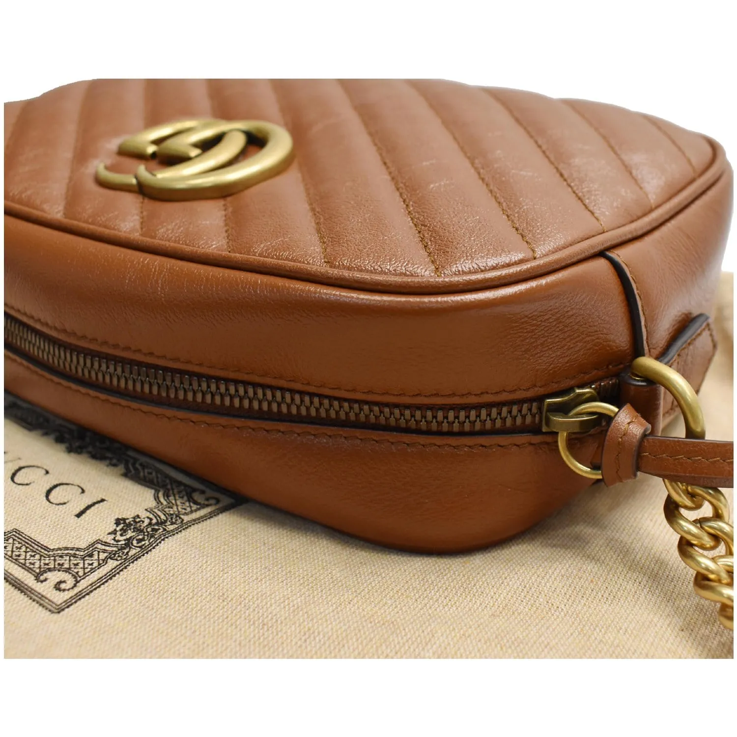 GUCCI GG Marmont Small Matelasse Leather Shoulder Bag Brown 447632