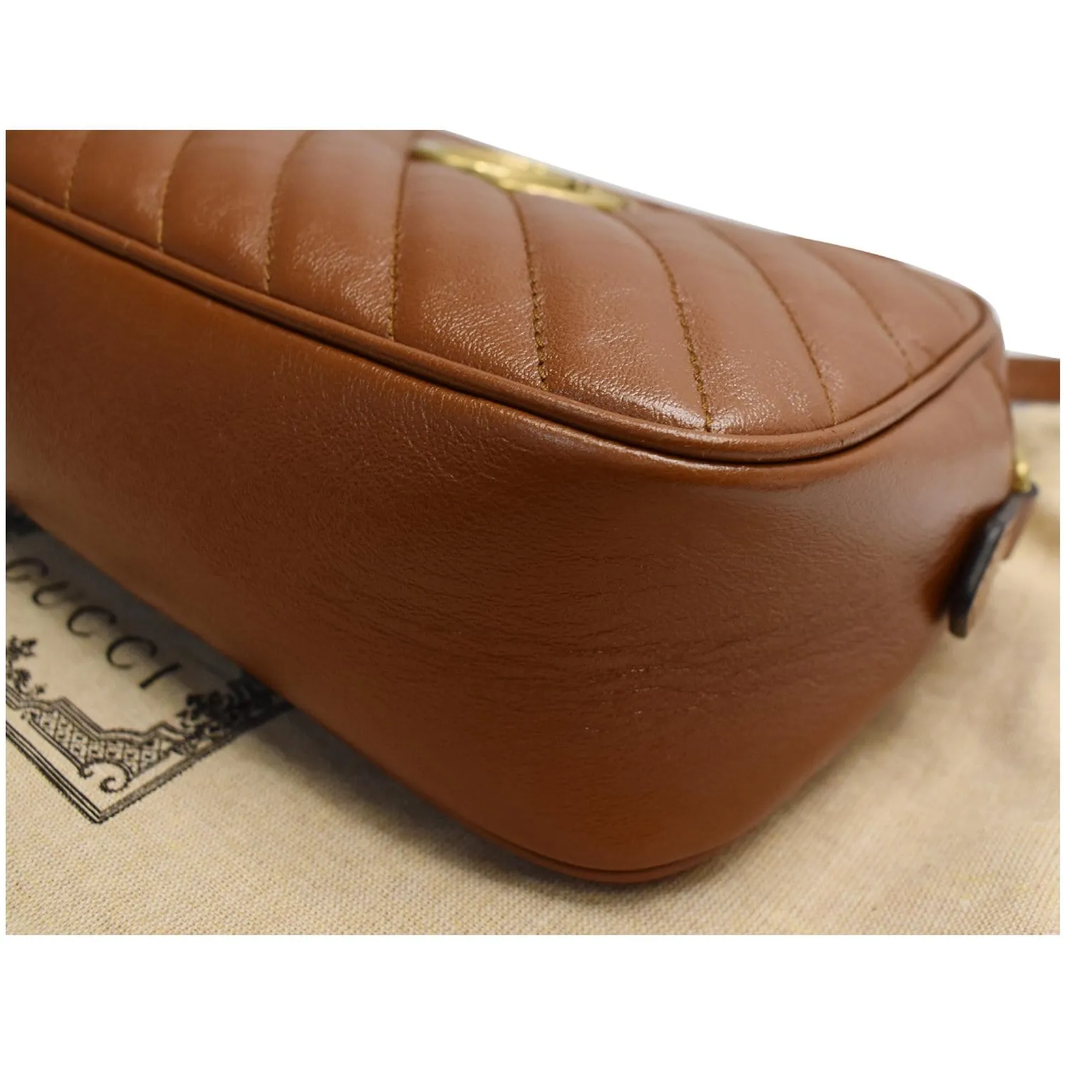 GUCCI GG Marmont Small Matelasse Leather Shoulder Bag Brown 447632