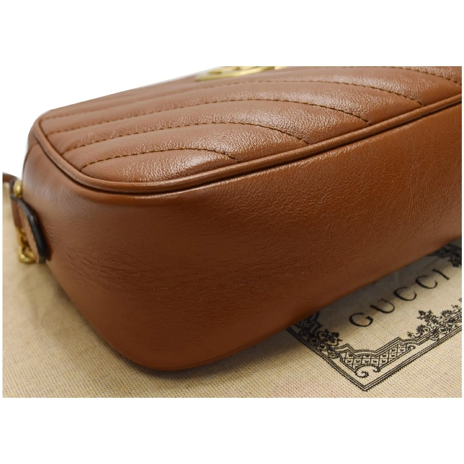 GUCCI GG Marmont Small Matelasse Leather Shoulder Bag Brown 447632