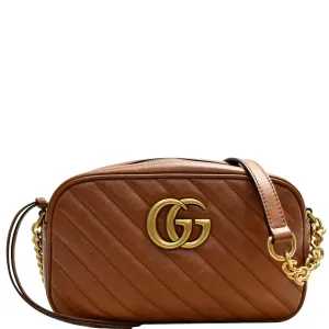 GUCCI GG Marmont Small Matelasse Leather Shoulder Bag Brown 447632