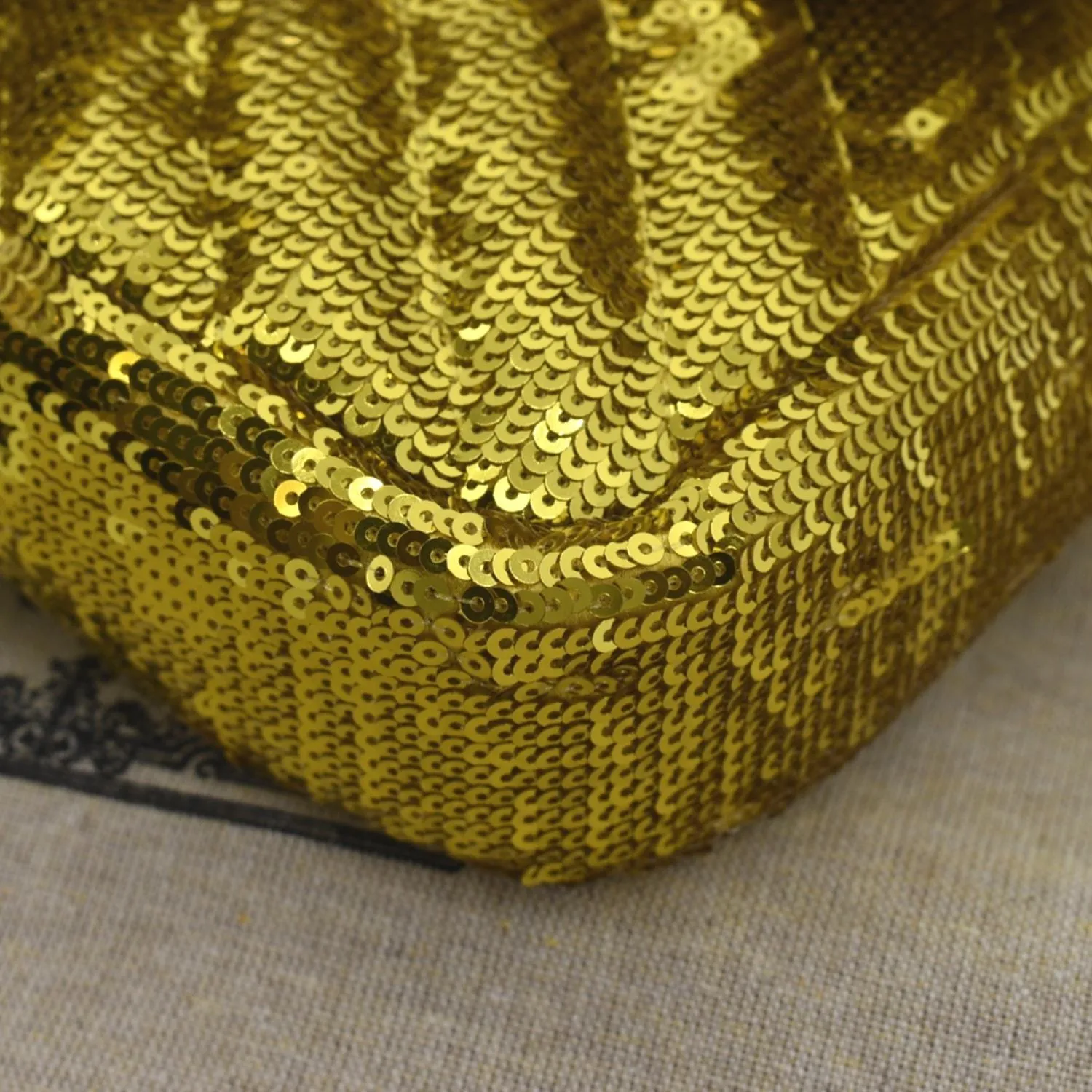 GUCCI GG Mini Marmont Sequin Shoulder Bag Gold 446744