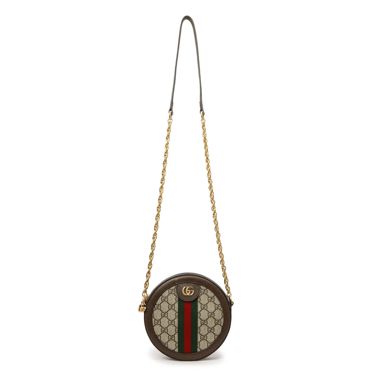 Gucci GG Supreme Monogram Web Mini Ophidia Round Shoulder Bag