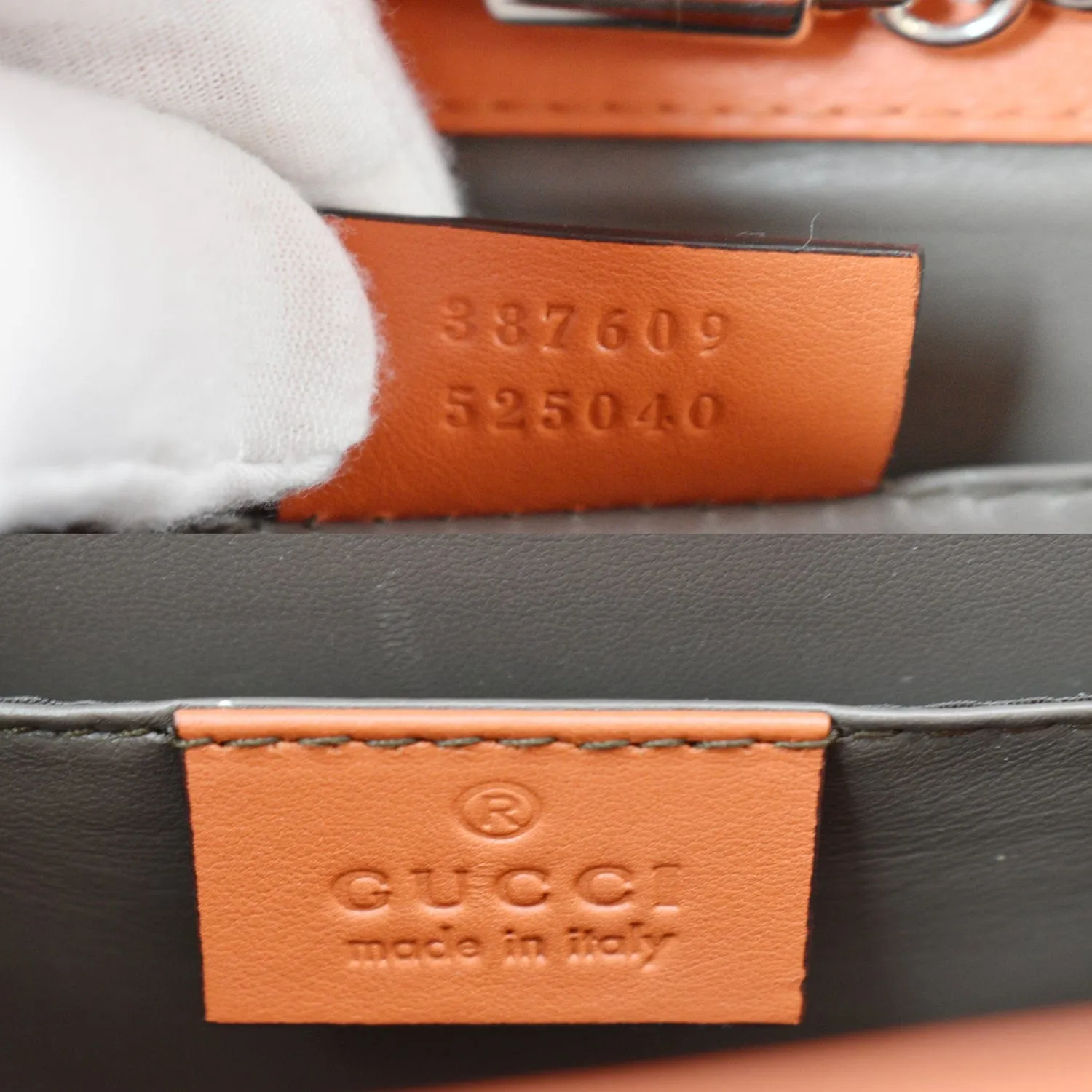 GUCCI Interlocking G Closure Leather Shoulder Bag Orange 387609