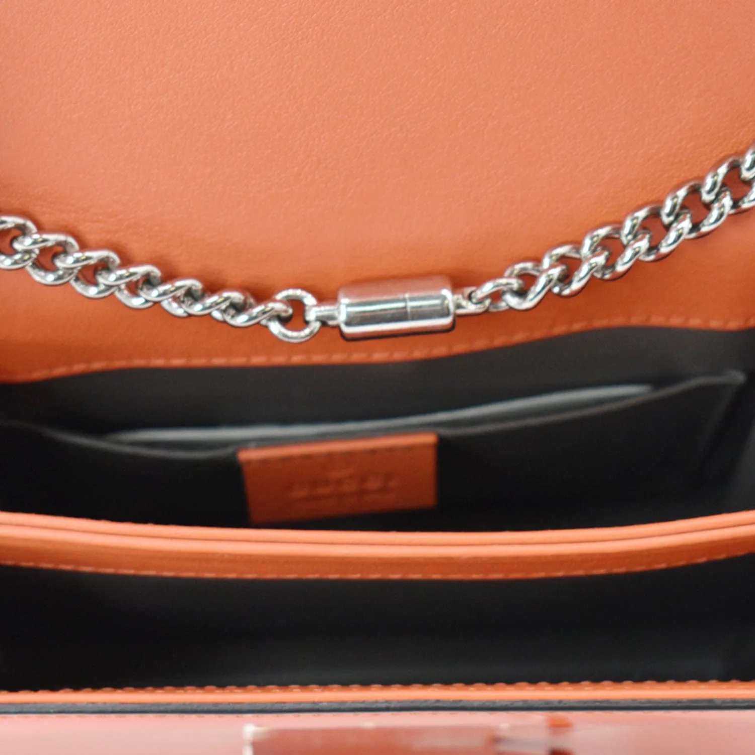 GUCCI Interlocking G Closure Leather Shoulder Bag Orange 387609