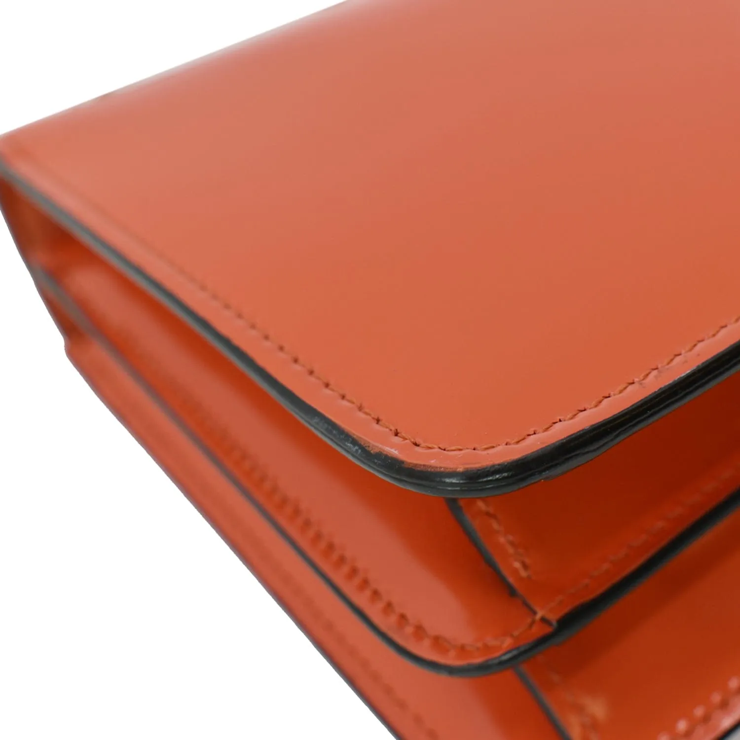 GUCCI Interlocking G Closure Leather Shoulder Bag Orange 387609