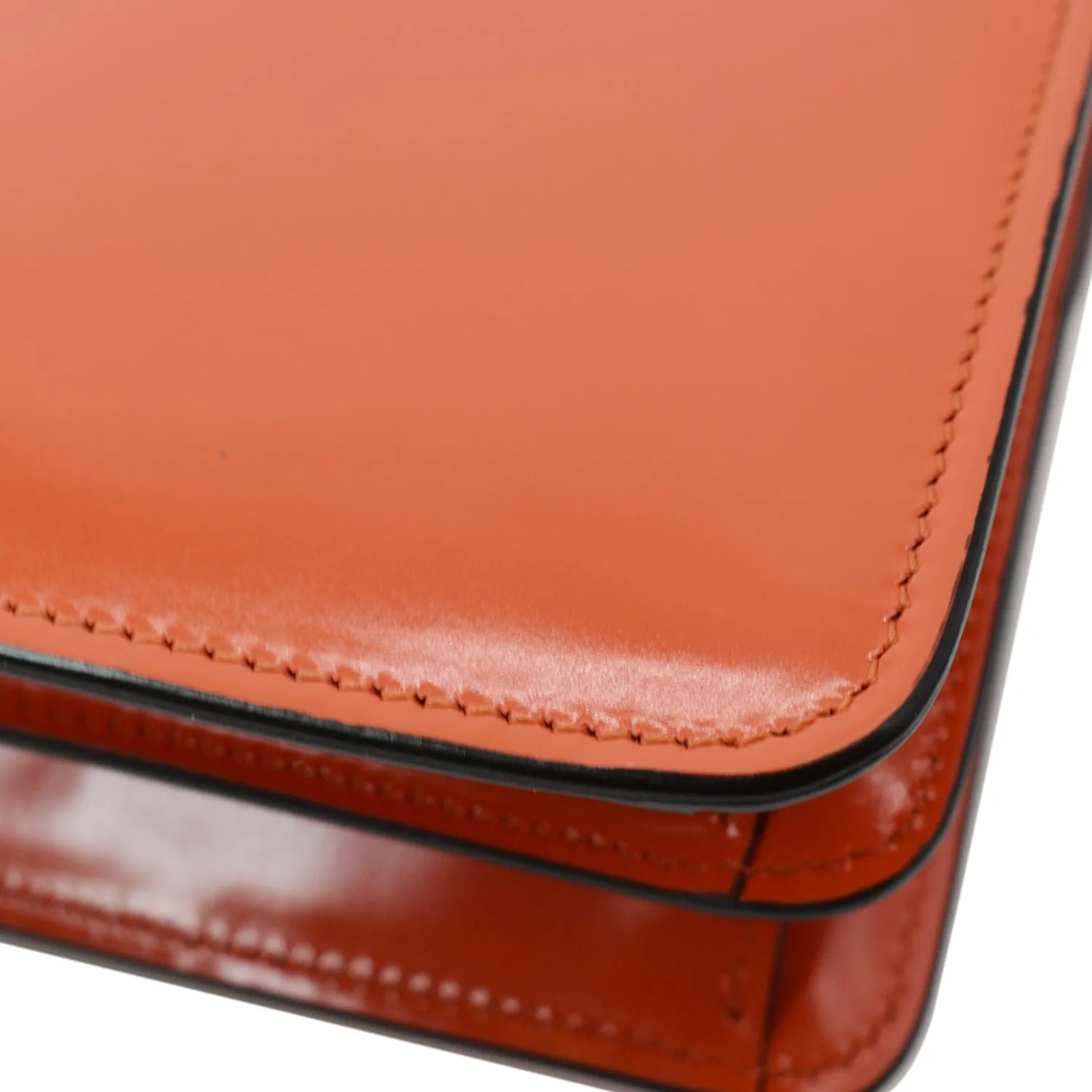 GUCCI Interlocking G Closure Leather Shoulder Bag Orange 387609