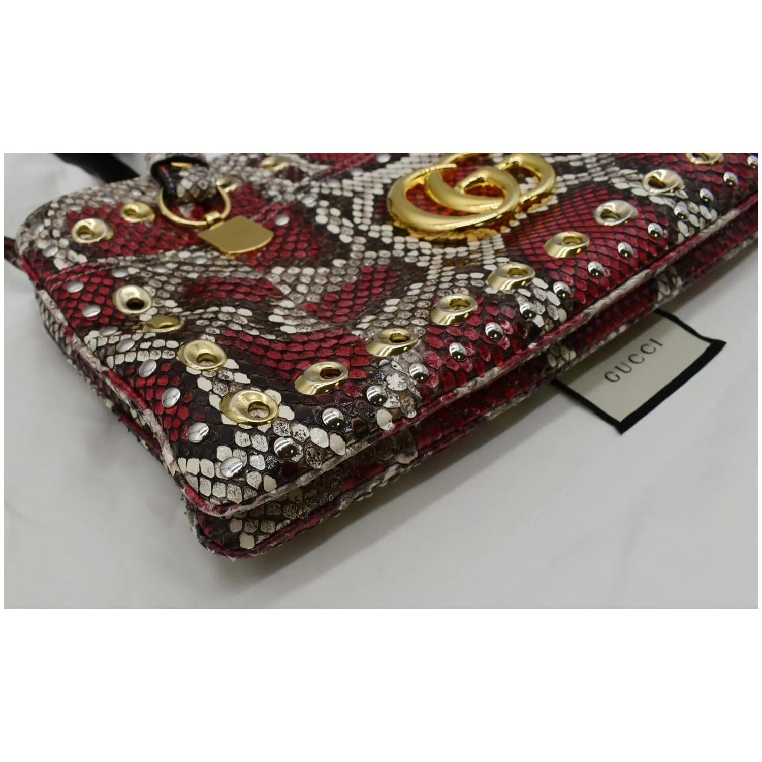 GUCCI Large Arli Snakeskin Leather Top Handle Shoulder Bag Multicolor 550130