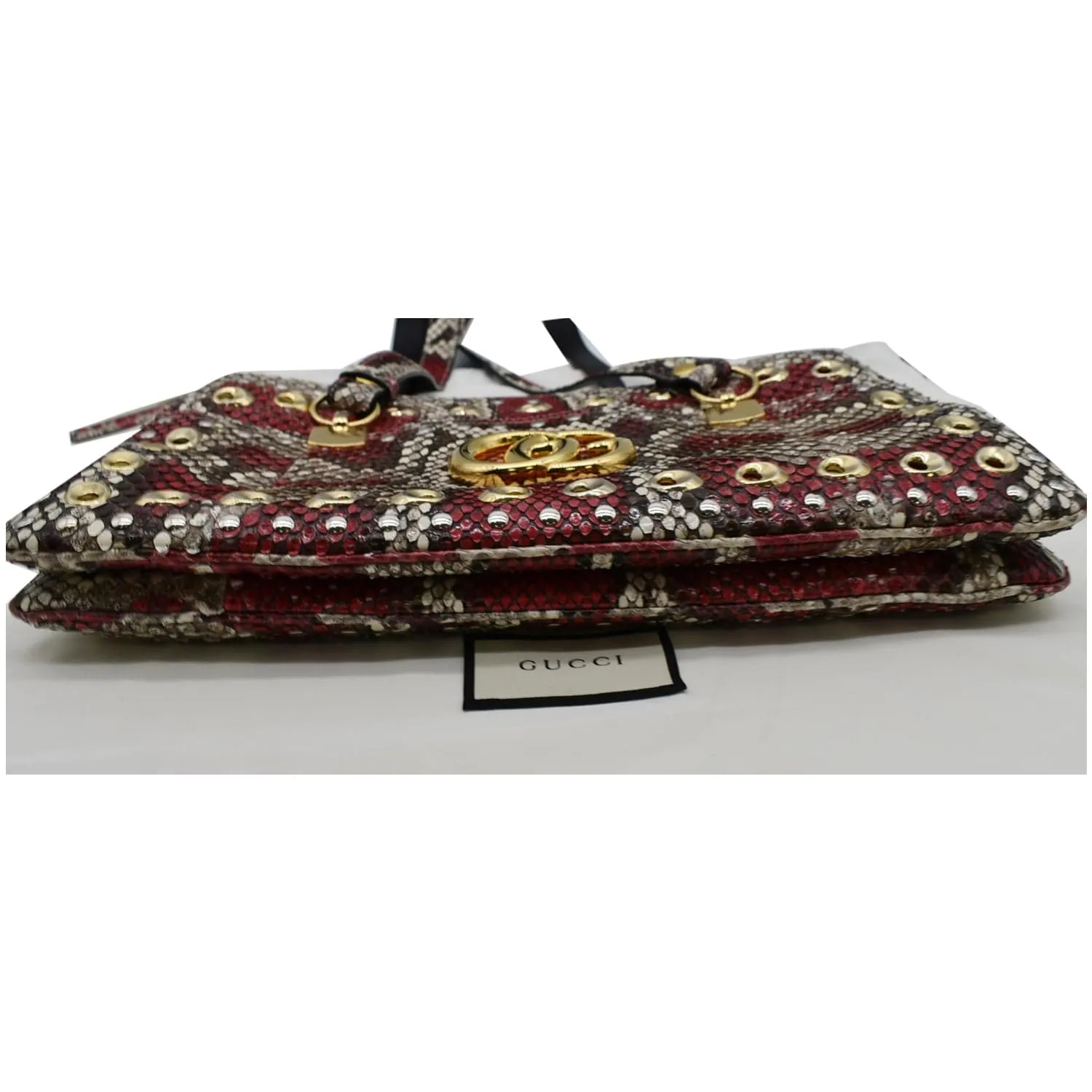 GUCCI Large Arli Snakeskin Leather Top Handle Shoulder Bag Multicolor 550130