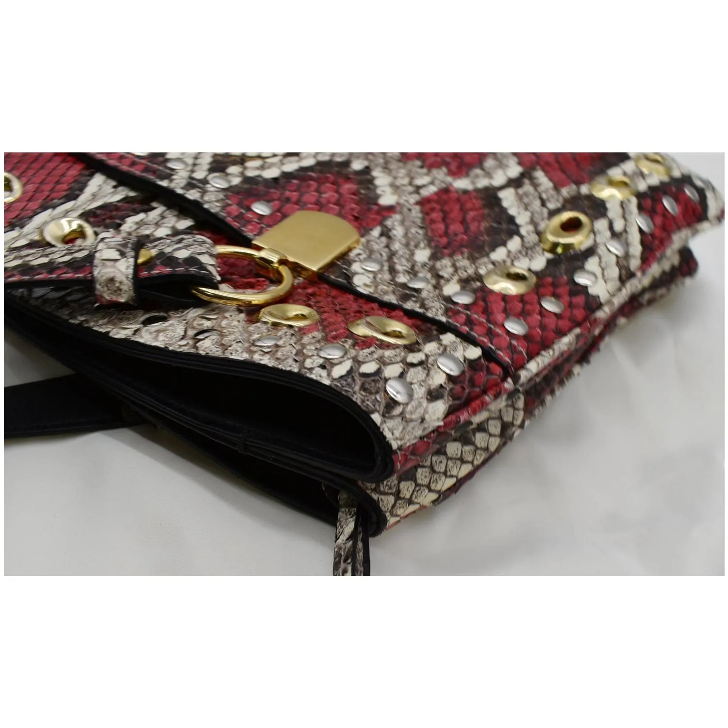 GUCCI Large Arli Snakeskin Leather Top Handle Shoulder Bag Multicolor 550130