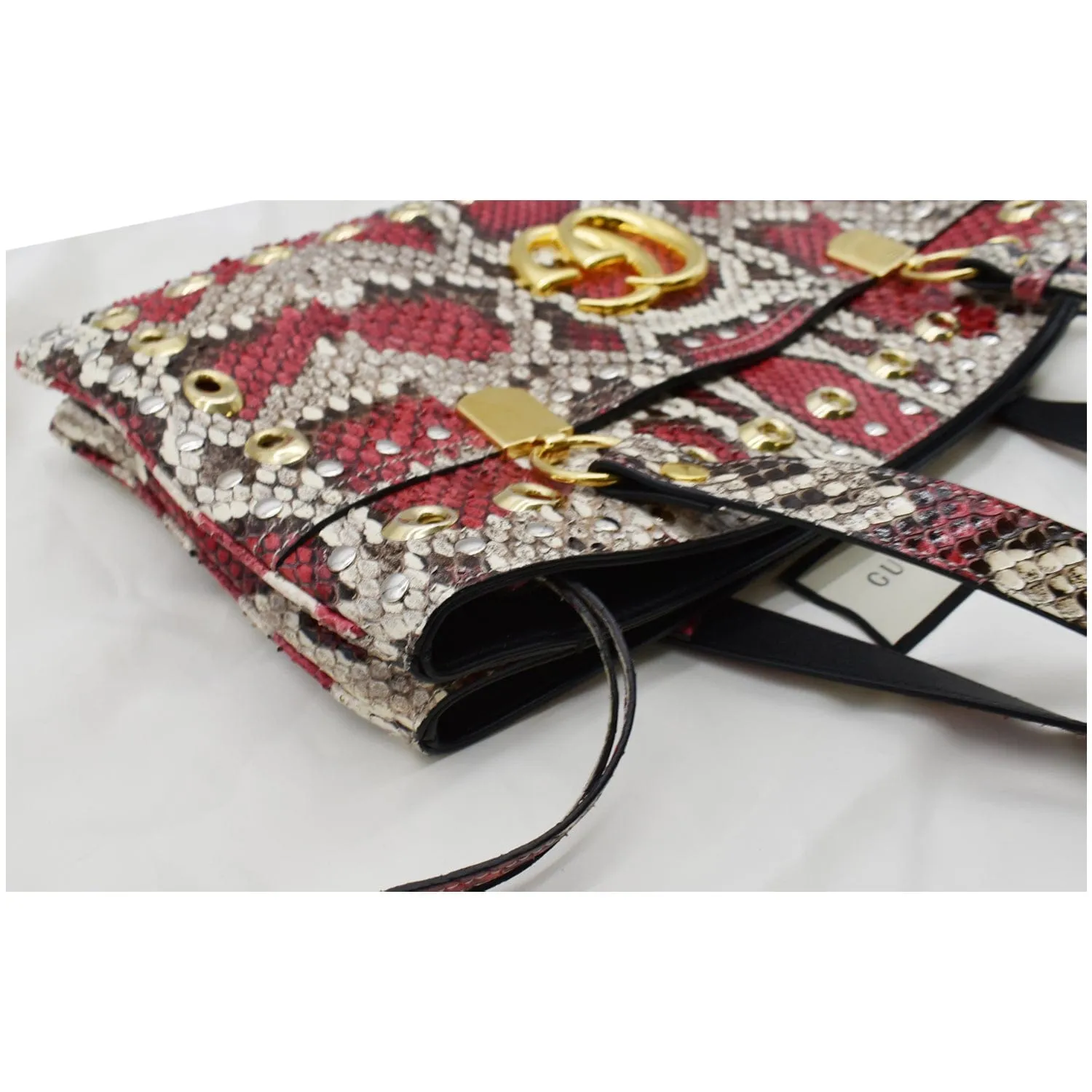 GUCCI Large Arli Snakeskin Leather Top Handle Shoulder Bag Multicolor 550130