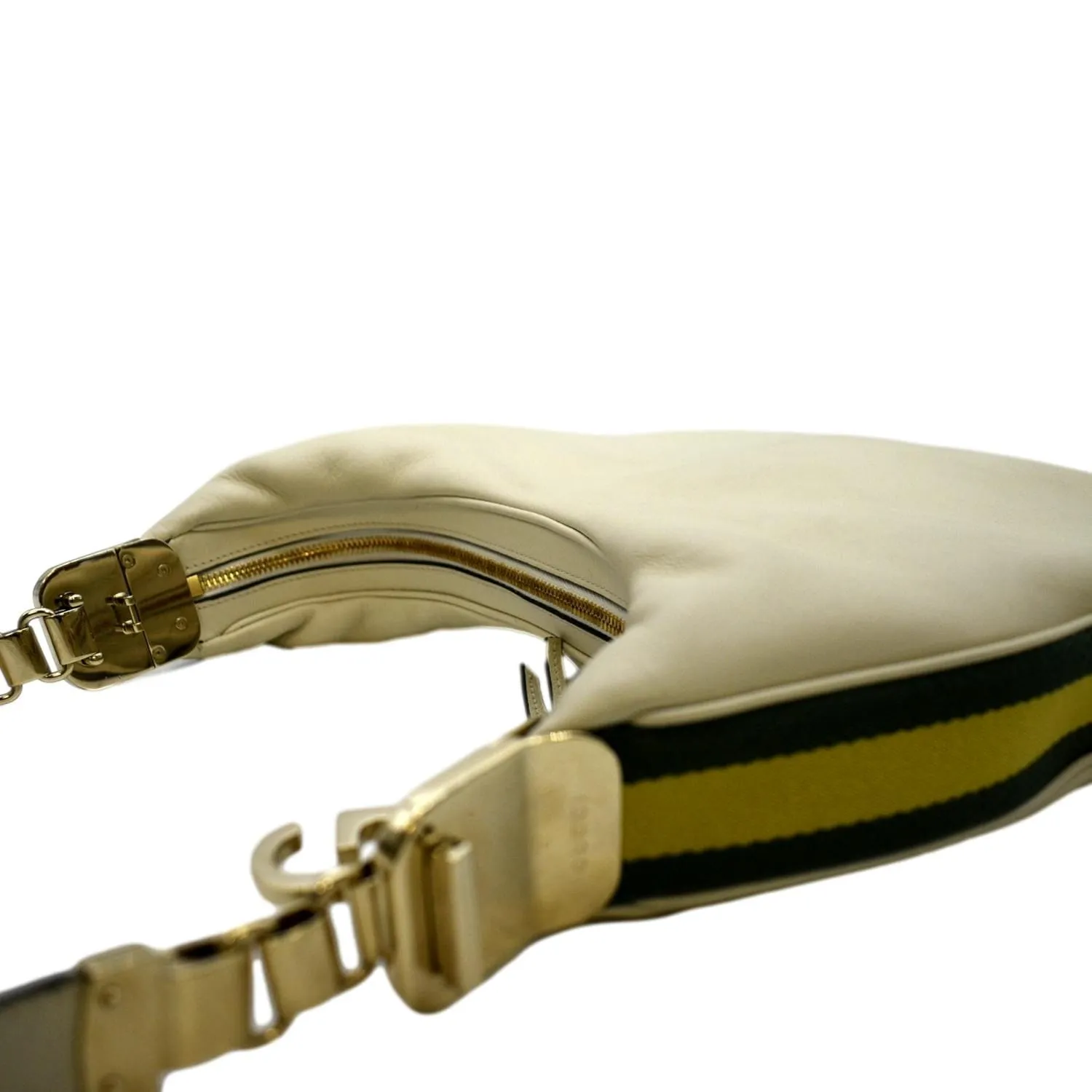 GUCCI Large Attache Leather Shoulder Bag Ivory 702823