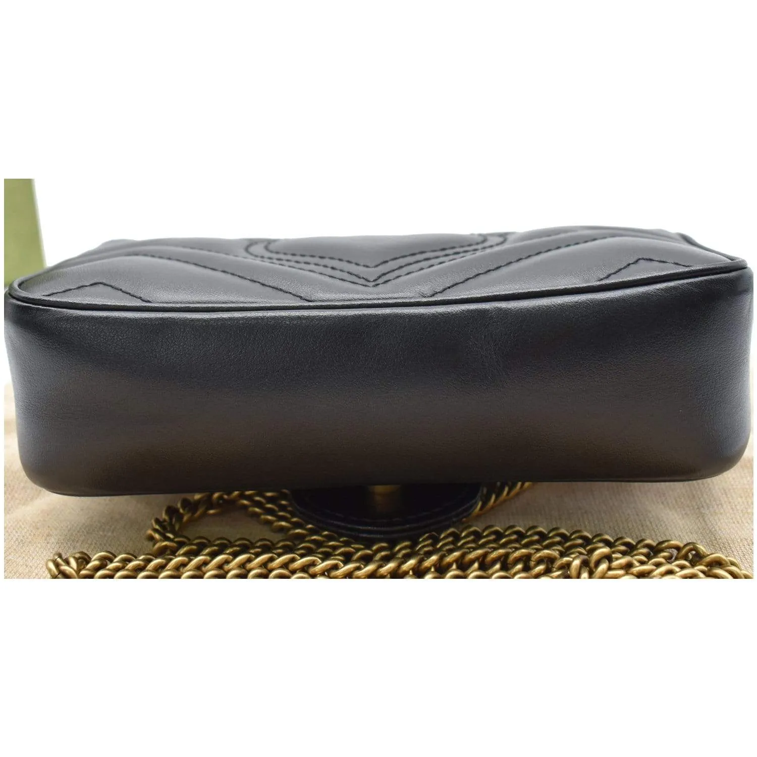 GUCCI Marmont Super Mini Matelasse Leather Crossbody Bag Black