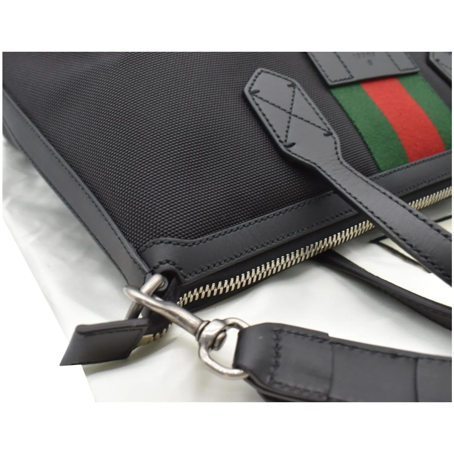 GUCCI Nylon Top Handle Shoulder Bag Black 630923