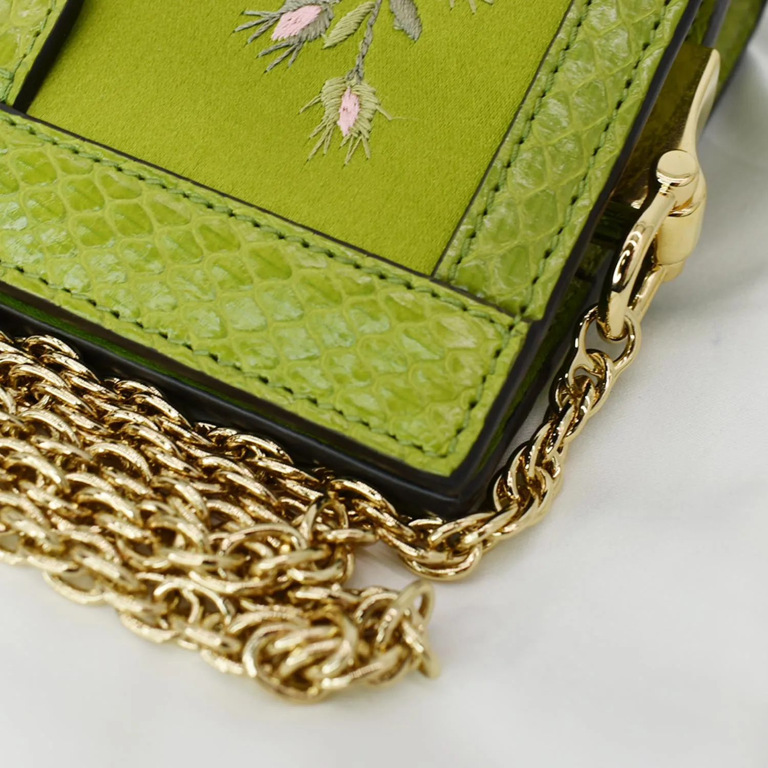 GUCCI Ophidia Silk Embroidered Floral Mini Shoulder Bag Green  - Hot Deals