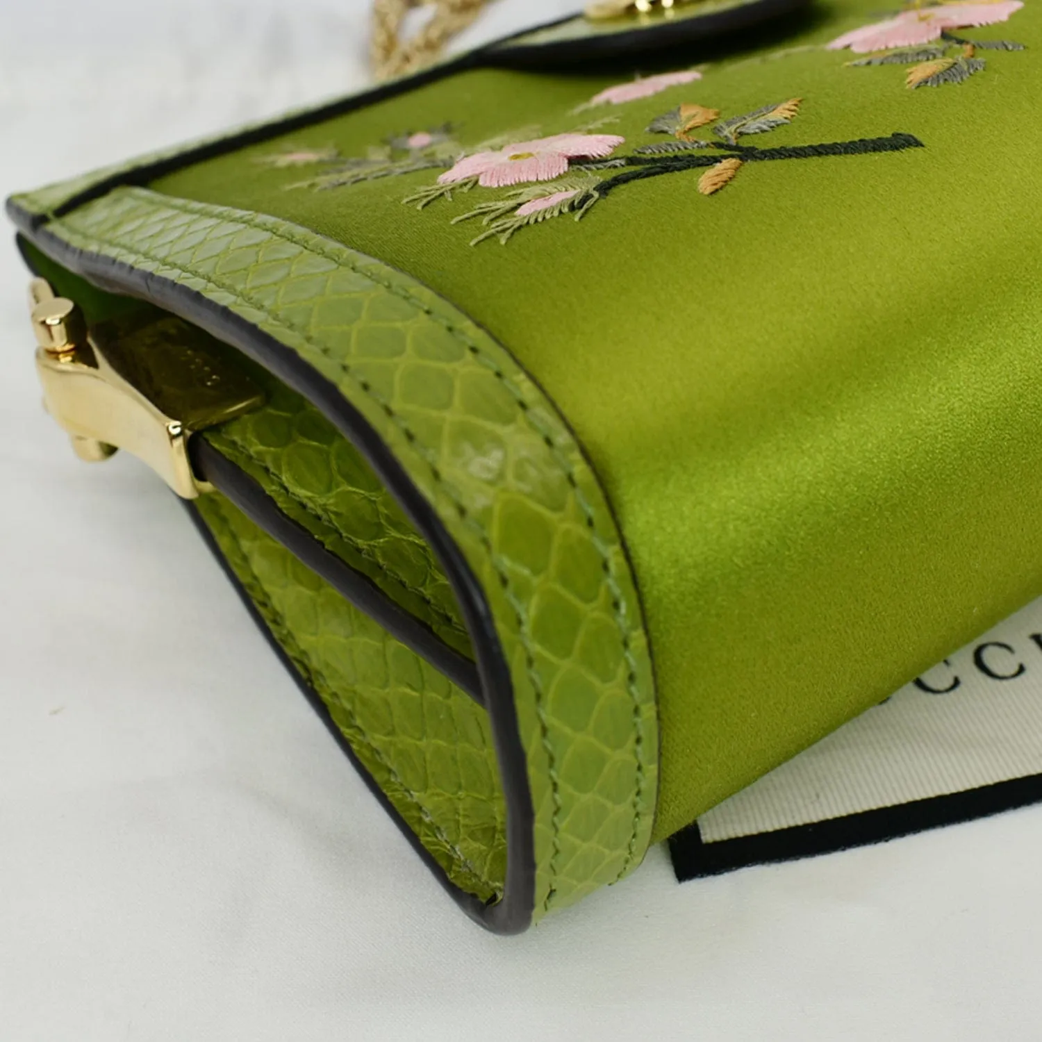 GUCCI Ophidia Silk Embroidered Floral Mini Shoulder Bag Green  - Hot Deals