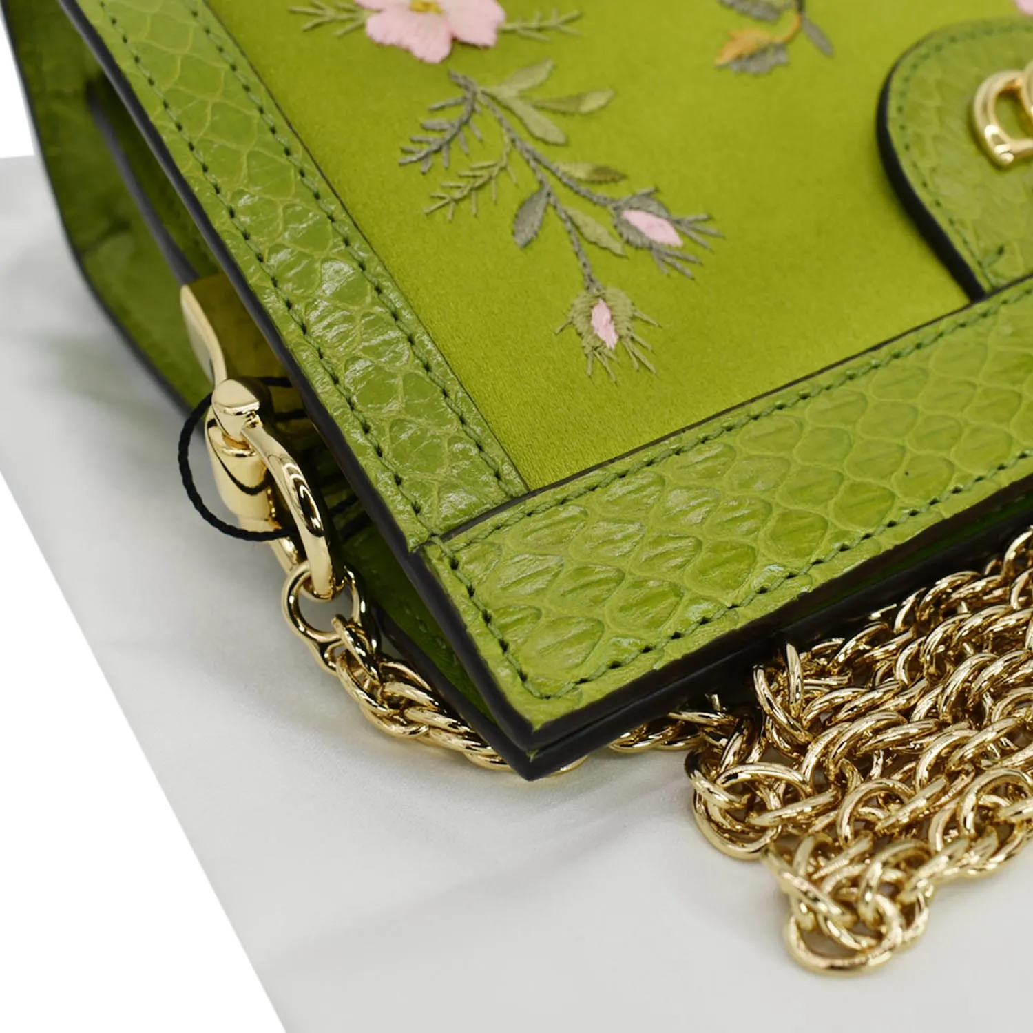 GUCCI Ophidia Silk Embroidered Floral Mini Shoulder Bag Green  - Hot Deals