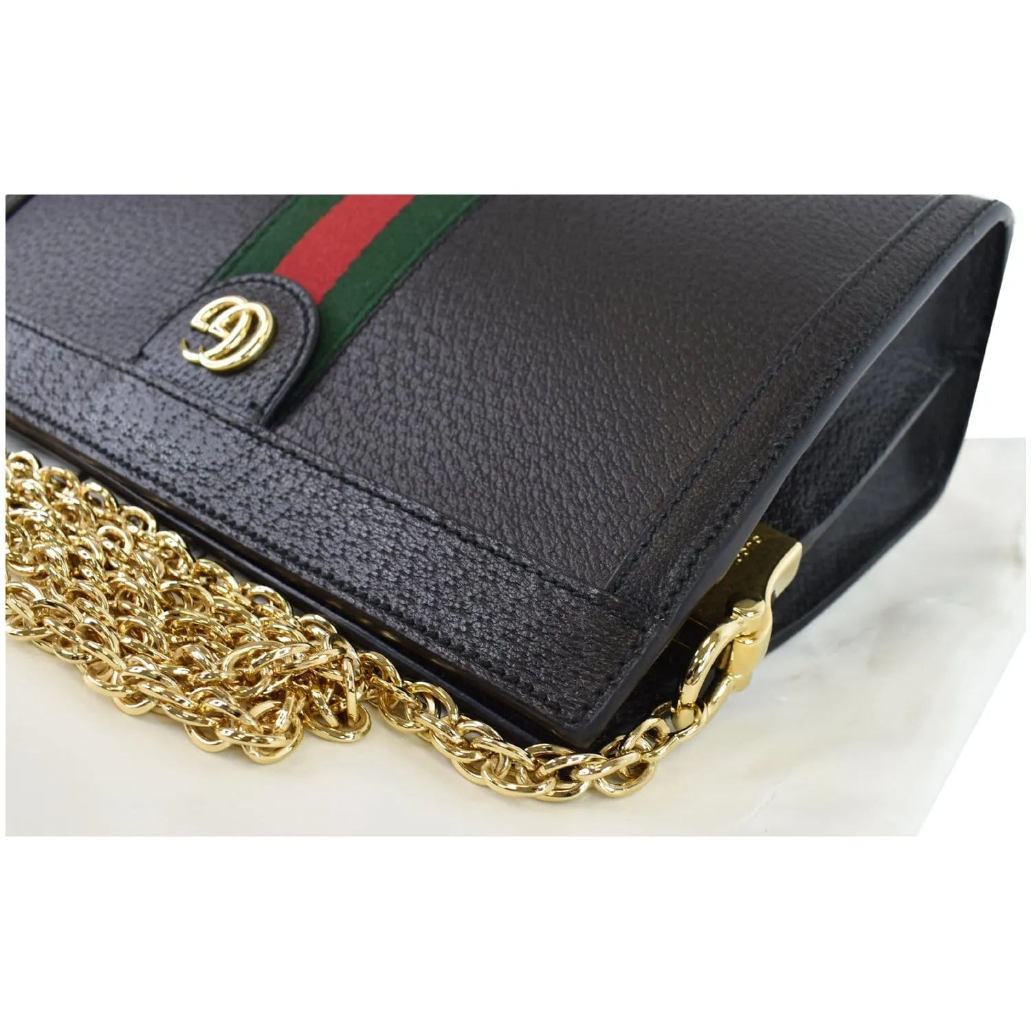 GUCCI Ophidia Small Web Calfskin Shoulder Bag Black 503877
