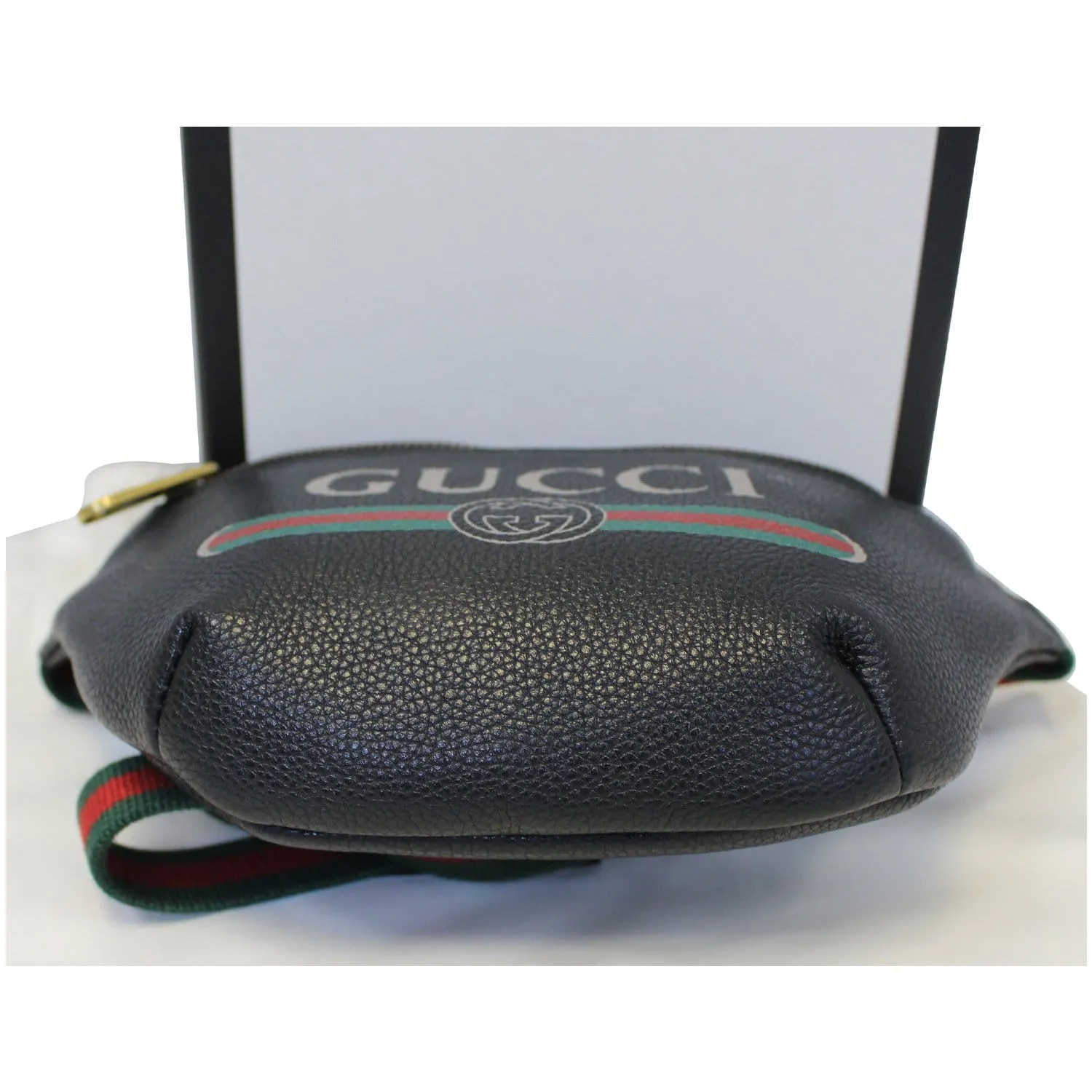 GUCCI Print Leather Black Belt Waist Bum Bag Small 527792