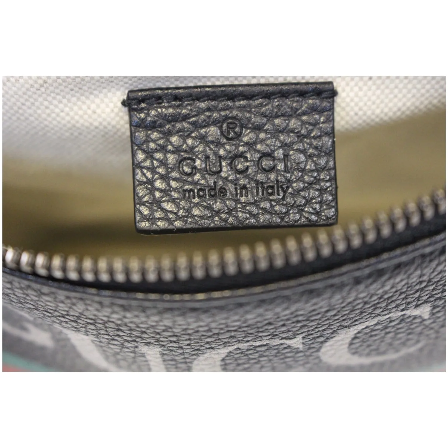 GUCCI Print Leather Black Belt Waist Bum Bag Small 527792