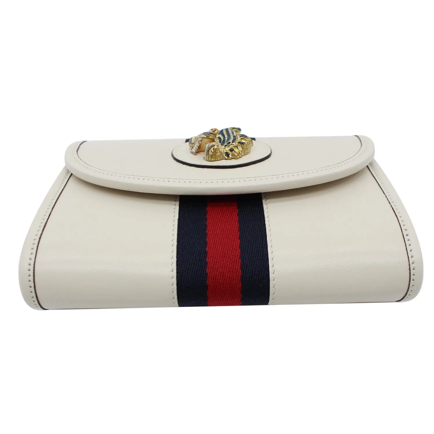 GUCCI Rajah Mini Leather Chain Shoulder Bag White 573797