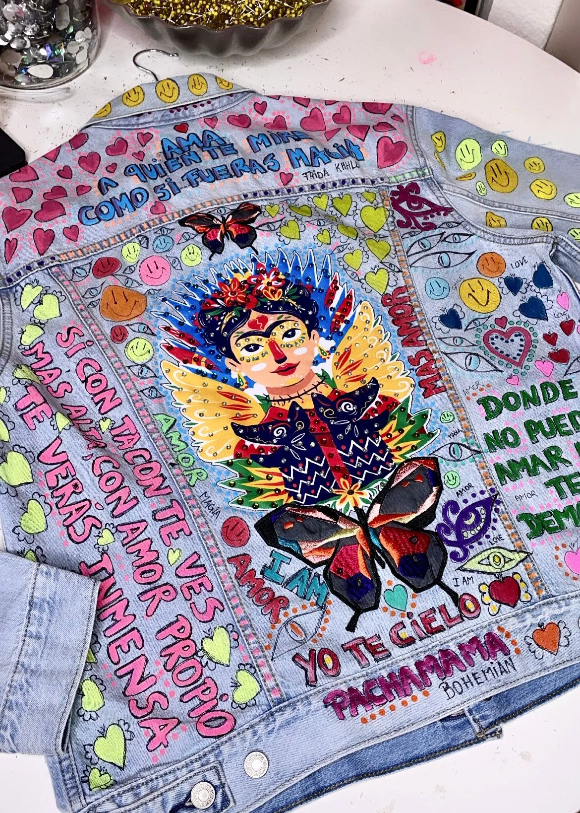 Hand painted Frida Magia oversized Jacket