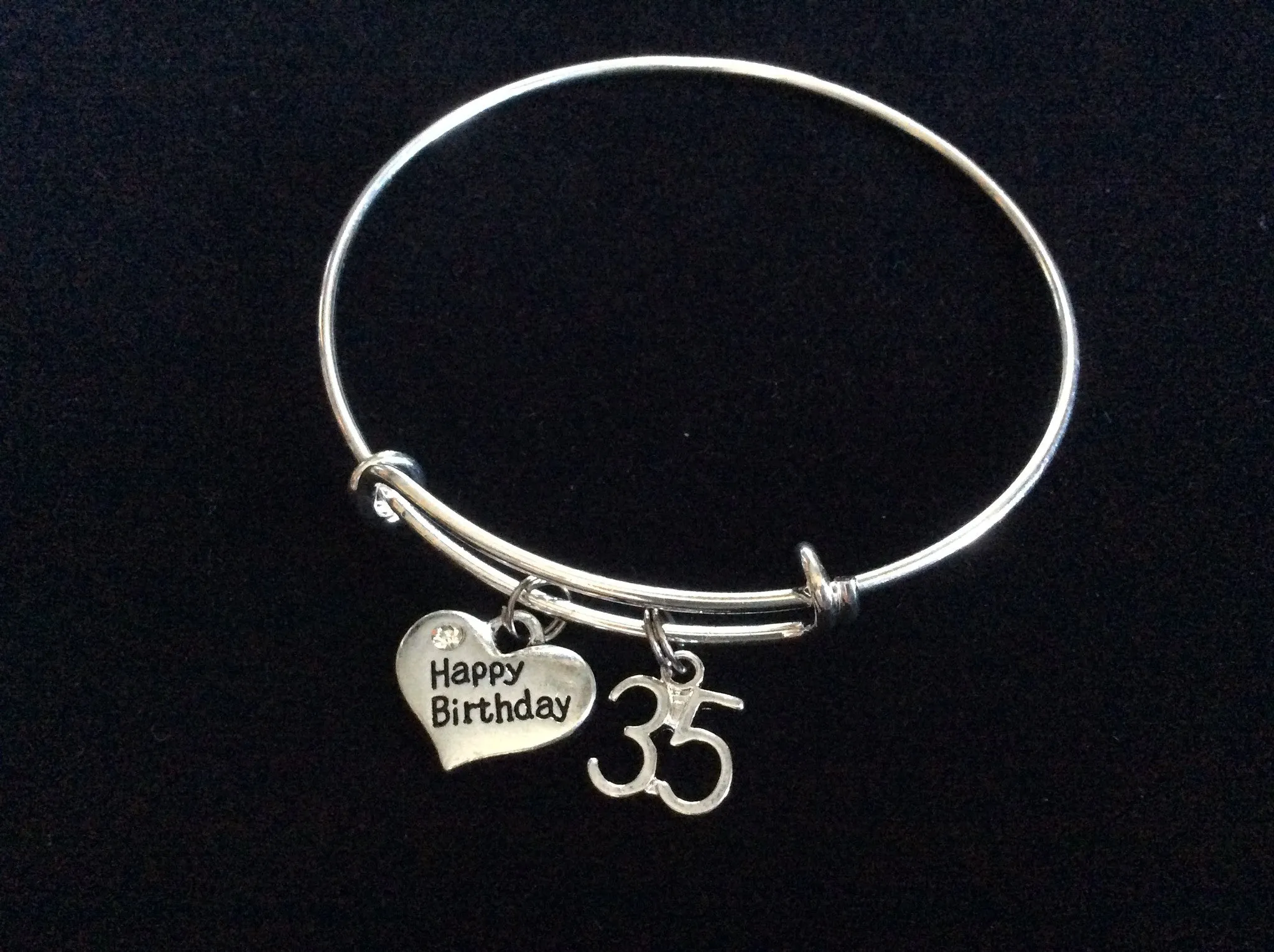Happy 35th Birthday Expandable Charm Bracelets Adjustable Bangle Gift (Other Numbers Available)