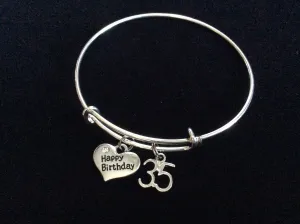Happy 35th Birthday Expandable Charm Bracelets Adjustable Bangle Gift (Other Numbers Available)