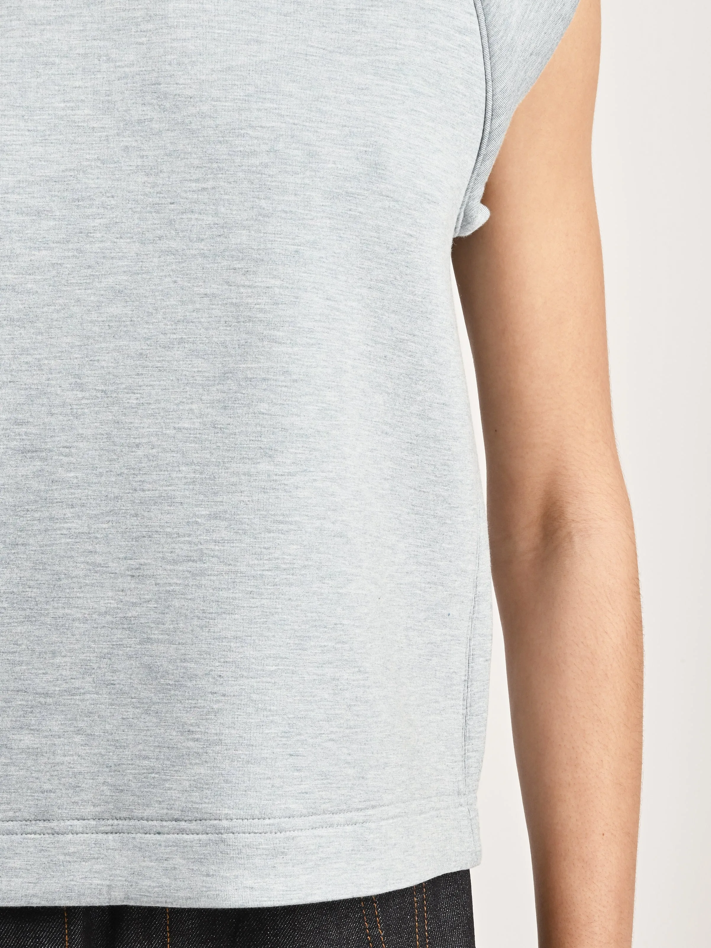 Heather Baby Blue Bonded Viscose Sculpted Sleeveless Top